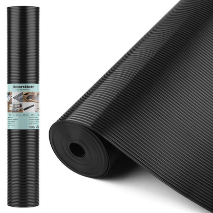 Shelf Liners for Kitchen Cabinets Non Adhesive Drawer Liner EVA Material Cupboard Mat Refrigerator Mats Washable Fridge Liner for Cabinet, Storage and Desks 11.8 x 59 Inches Black