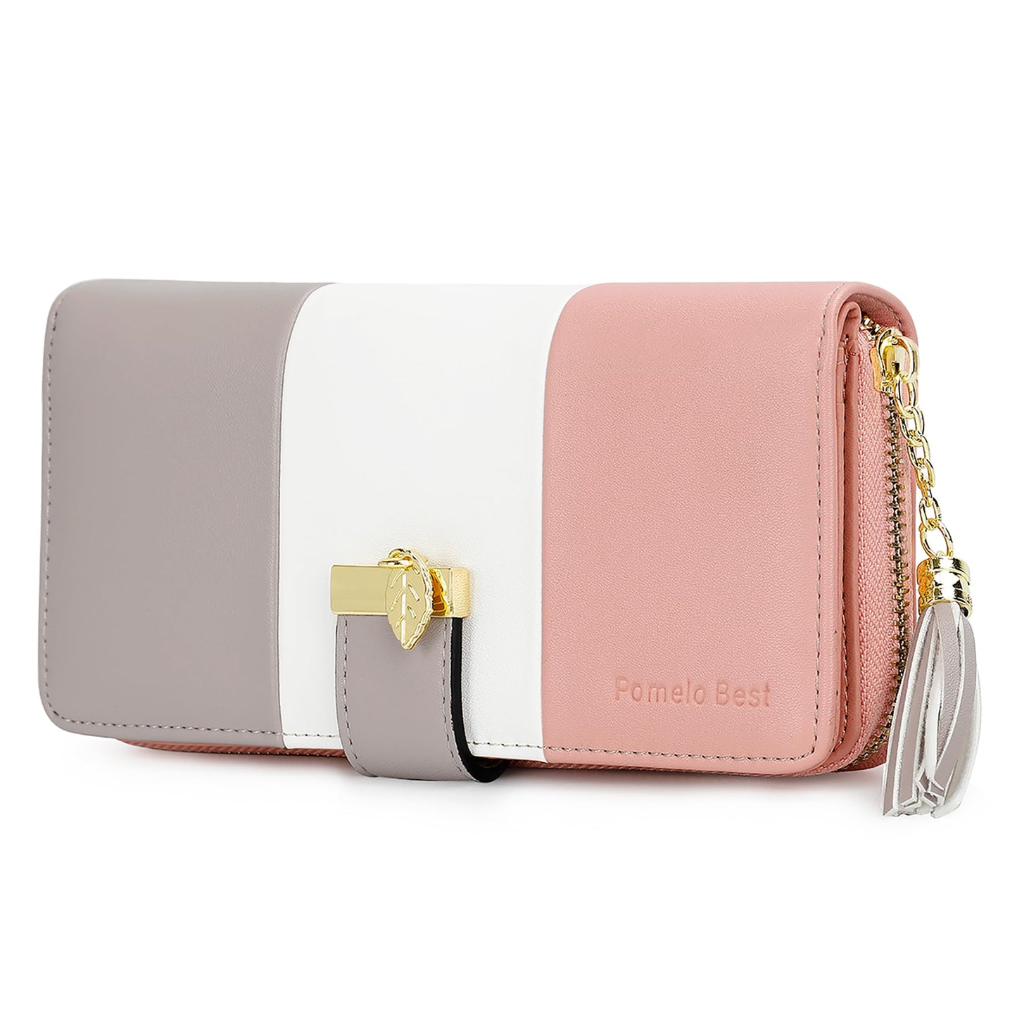 Pomelo Best Womens Wallet RFID Blocking Wallet for Women Bifold Large Capacity Card Holder Ladies Long Purse with ID Window Zipper Coin Pocket
