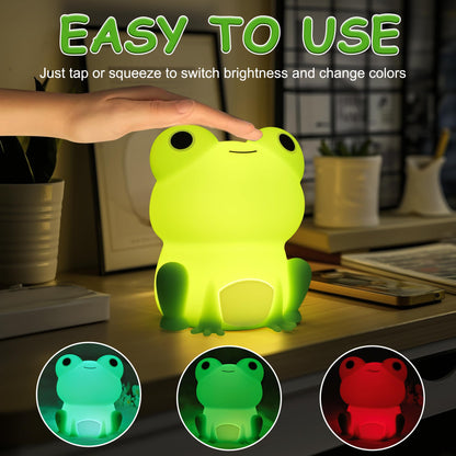Lampeez Frog Night Light, Cute Frog Gifts, Soft Silicone Lamp Nursery Nightlight LED Night Light, Bedroom Decor as Xmas Birthday Gifts for Boys Girls