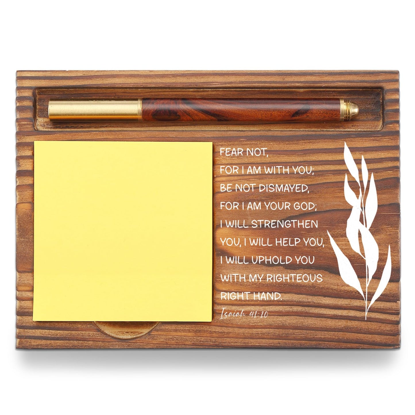 Christian Desk Organizer, Bible Verse Sticky Note Holder, Isaiah 41:10 Fear Not for I Am with You, Religious Gifts for Christians, Pastors, Church Leaders, Believers TZP102