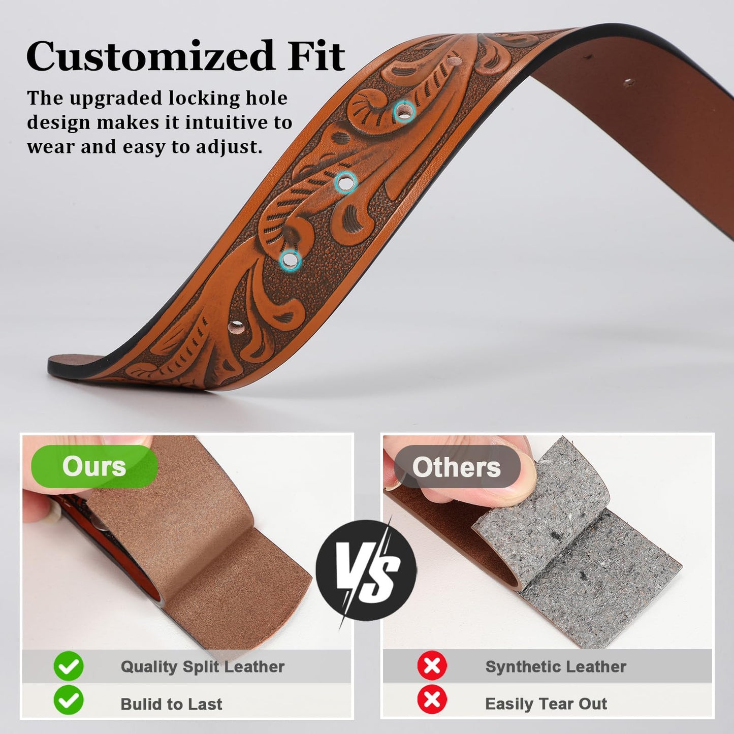 SANSTHS Cowboy Belts for Men Women, Western Leather Belt with Big Buckles Mexican Country Black Longhorn Bull Belt for Jeans, Brown