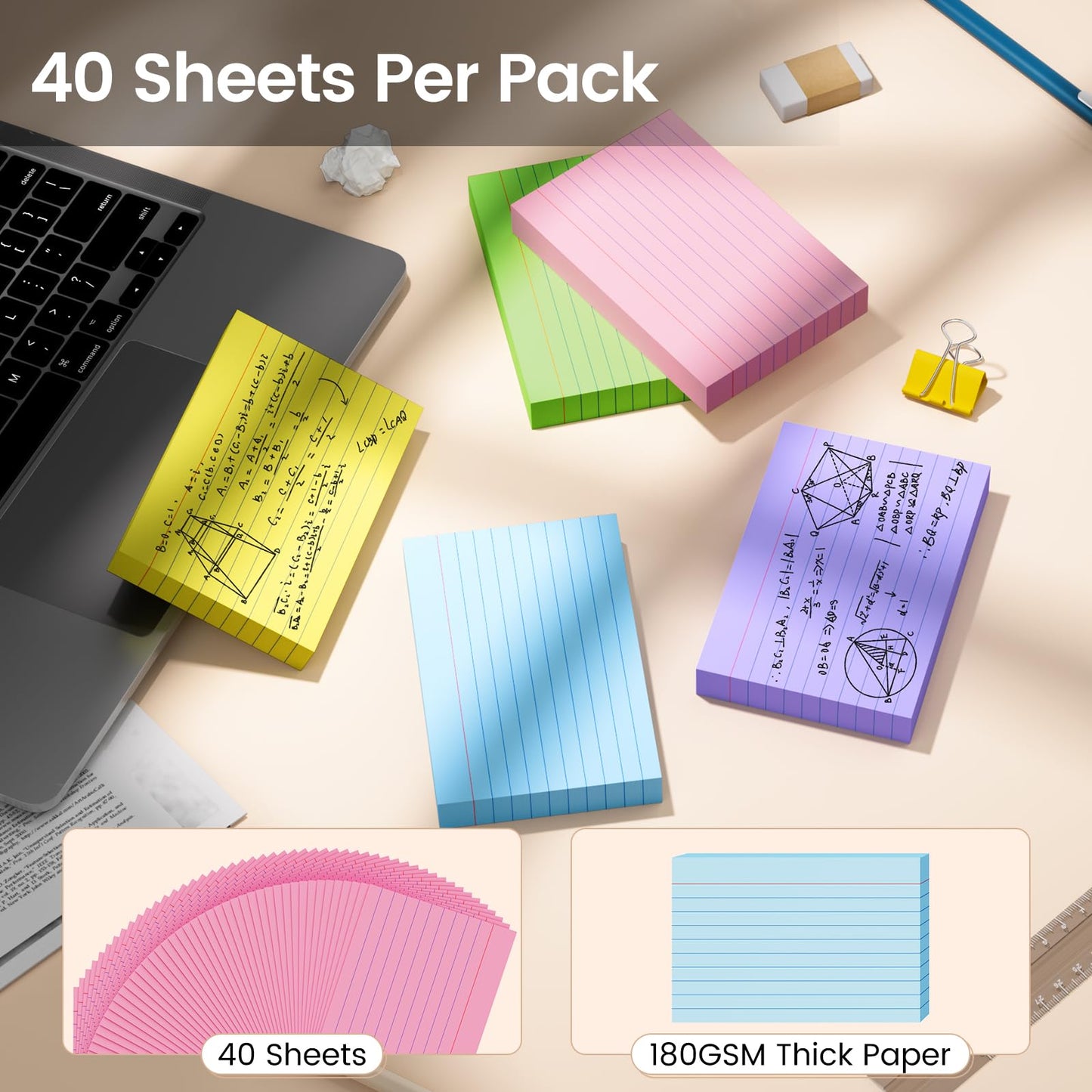 Index Cards 4x6, 400 Sheets, Ruled Color Flash Cards for Effective Studying and Note-Taking, Premium Note Cards, Essential School Supplies for College & Office, Home Organization & Study Supplies
