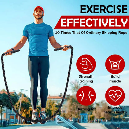 Weighted Jump Rope for Men Women, 1.5lb Heavy Jumping Ropes for Fitness, Adult Skipping Rope for Home Gym Exercise, Improve Strength and Building Muscle Workout Equipment (Black)