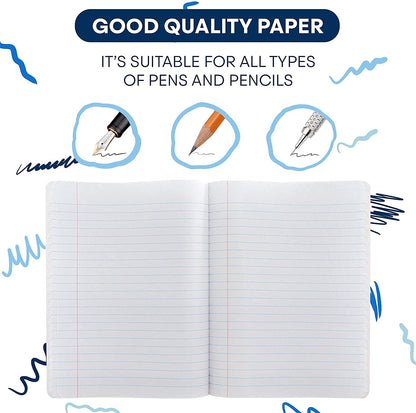 Emraw Black & White Marble Style Cover Composition Book with 100 Sheets of Wide Ruled White Paper (8 Pack)