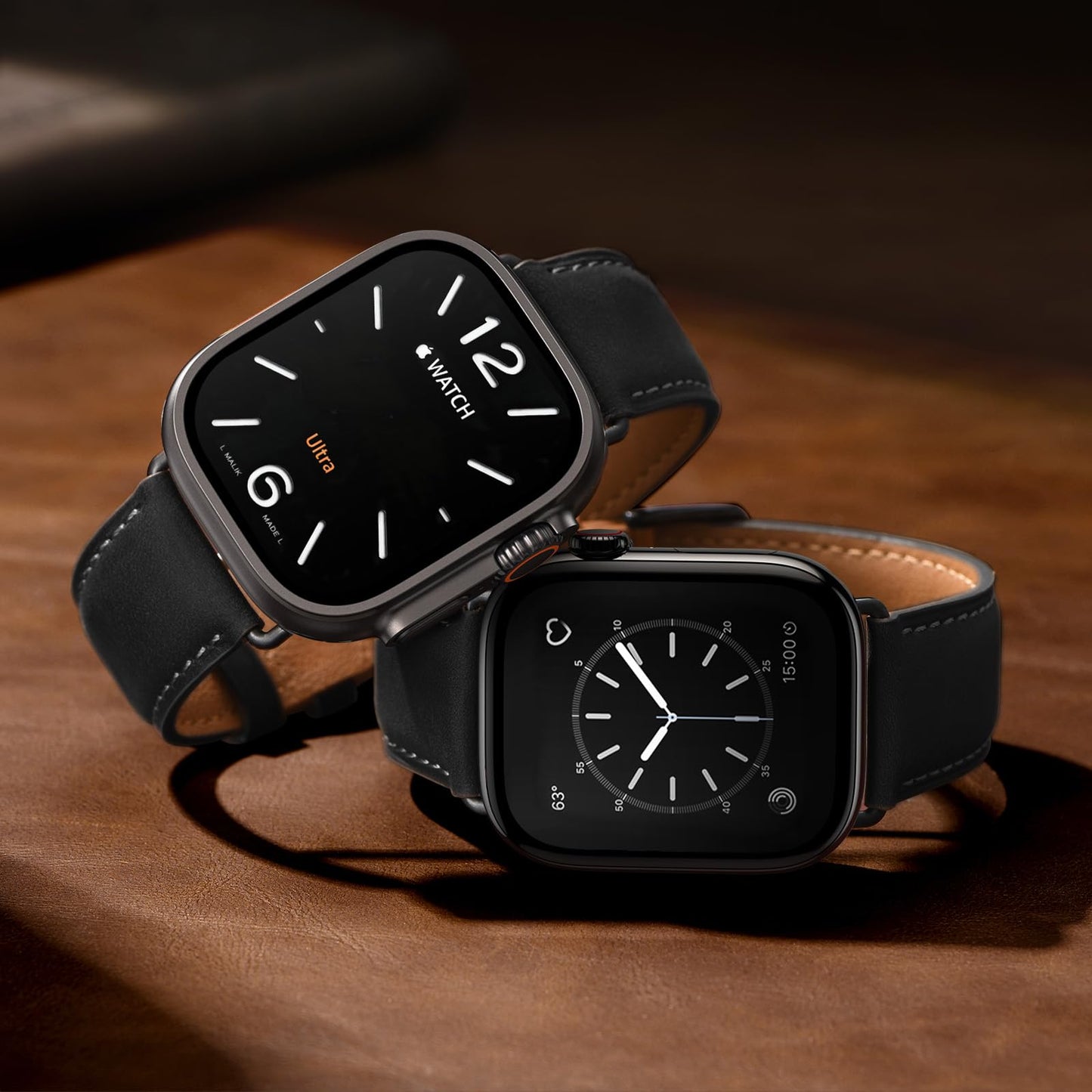 SUNFWR Leather Bands Compatible with Apple Watch Band 42mm(Series 3 2 1) 44mm 45mm 46mm 49mm for Men Women, Top Grain Genuine Leather Replacement Strap for iWatch Ultra 3 2 1, SE3 2 1, Series 11 10 9 8 7 6 5 4 3 2 1