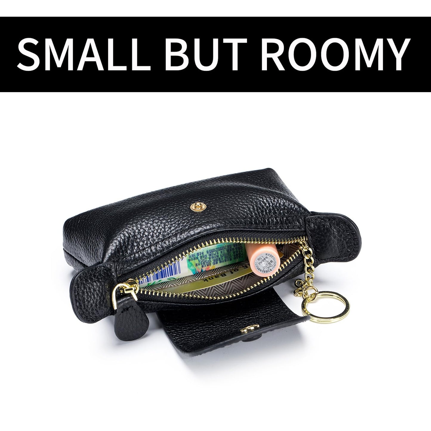 SENDEFN Small Leather Women Coin Purse, Women's Keychain Zipper Pocket Pouch Wallet