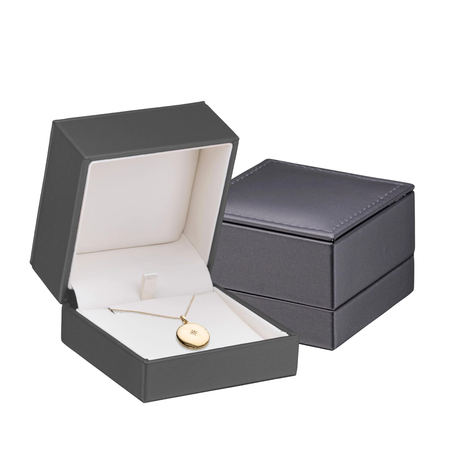 Premium Leather Necklace Box for Jewelry - Ideal for Small Necklaces & Pendant - Luxury Necklace Gift Box with Superior Stitching & Matching Outer Box by AllurePack