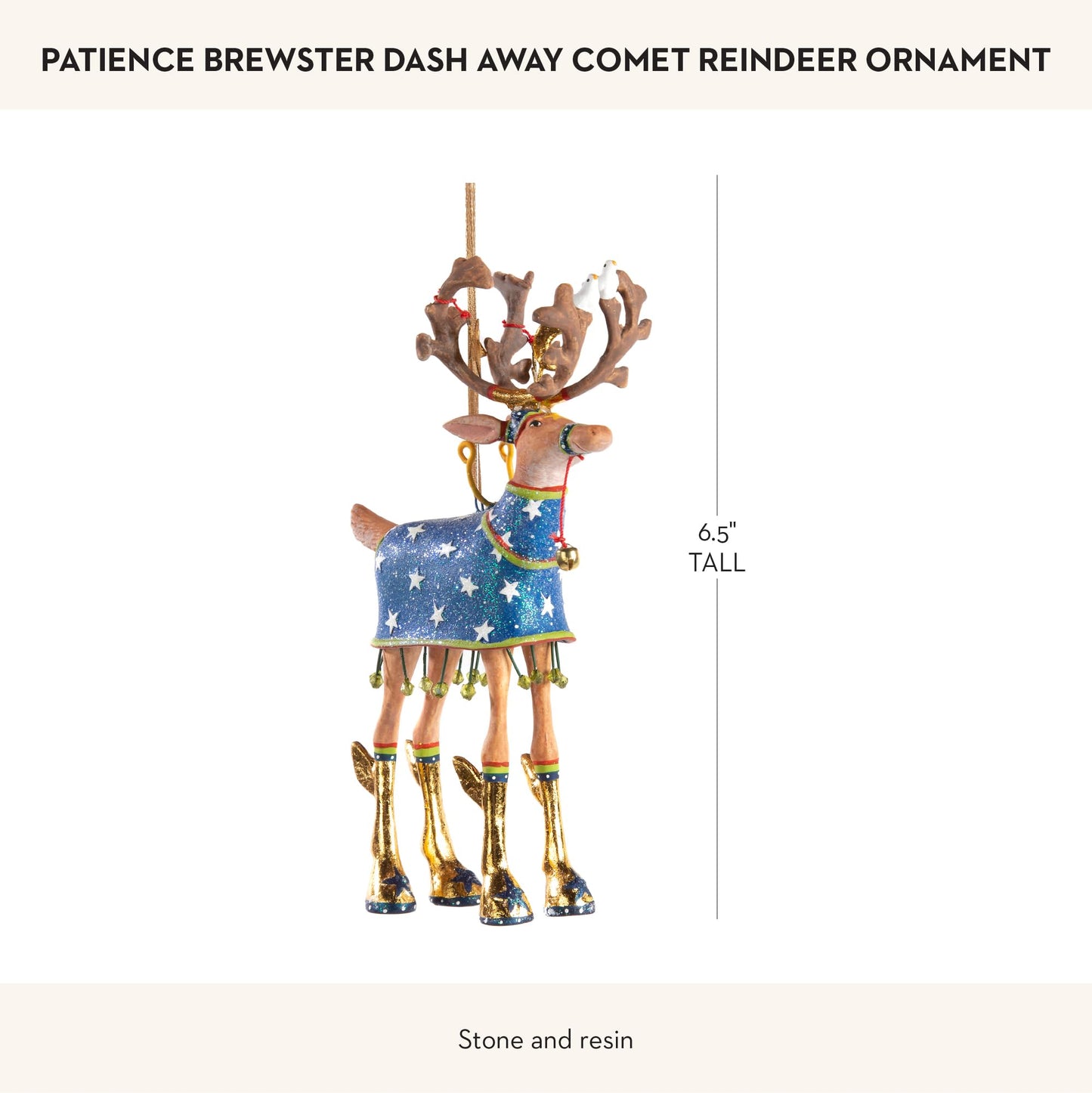 MACKENZIE-CHILDS Patience Brewster Dash Away Christmas Ornament, Indoor Christmas Tree Decoration for Holiday Decor Arrangement, Comet