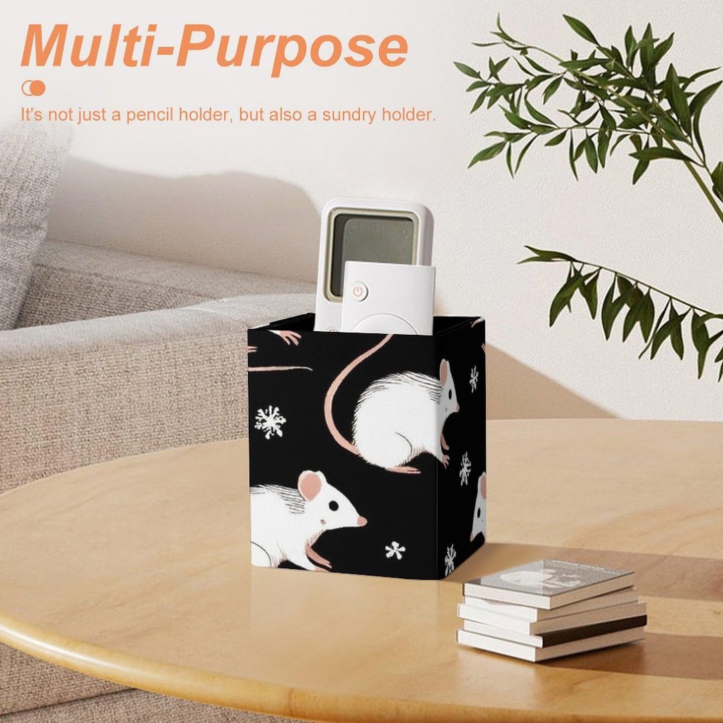 UTRSIFB Holder Cup Makeup Brush Storage Organizer, Waterproof Multifunctional Office Supplies, Pen Holder Square Leather Pencil Opossum