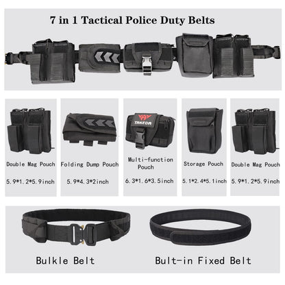 BOMTURN Battle Belt Tactical With Accessories: Duty Law Enforcement Combat Airsoft Police Belt With Pouches 7pcs