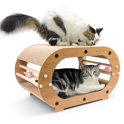 Large Cat Scratcher Bed with Ball Toy - Cat Scratching Cardboard,100% Recycled Paper Cat Scratchers for Indoor Cats and Kitten, Chemical-Free Materials Cat Scratcher Lounge - Cat Scratch Pad