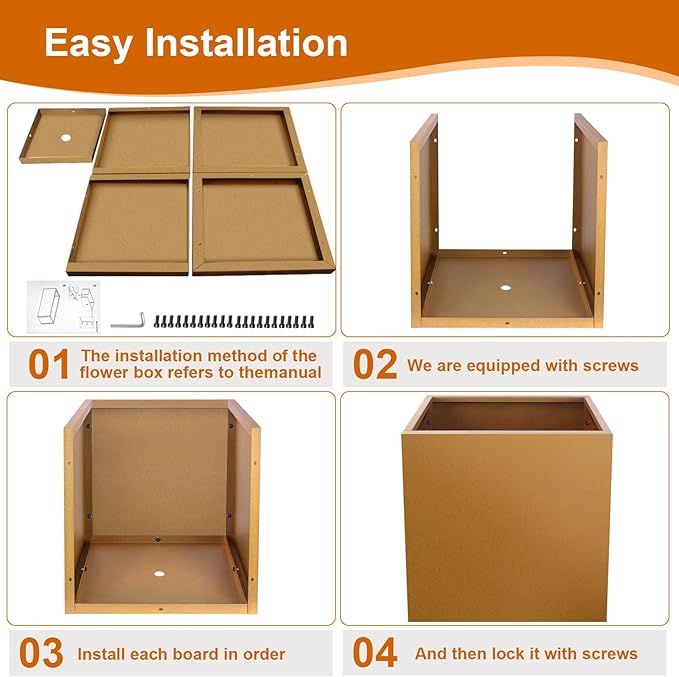 Corten Steel Planter Box 25"x24"x24", Metal Planter Spliced Flower Pot with Partitions, Outdoor & Indoor Large Rectangular Planter Box for Porch, Patio, Garden, Commercial Décor