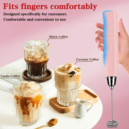 Milk Frother Handheld for Coffee, Electric Whisk 3 Speed Adjustable, Drink Mixer with Stainless 3 Whisks, Rechargeable Hand Frother Wand, Foam Maker for Latte Cappuccino Matcha Egg Silver