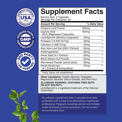 Natures Craft Candi-Clear Body Cleanse Detox for Women - Anti Overgrowth Gut Detox for Women with Caprylic Acid Black Walnut Wormwood and Oregano - Full Body Cleanse with Pre and Probiotics