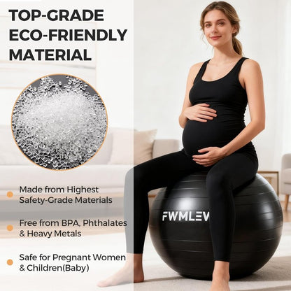Extra Thick Yoga Ball - Anti-Burst Heavy Duty Stability Ball for Fitness, Core Workouts & Office Use | 5 Sizes Available