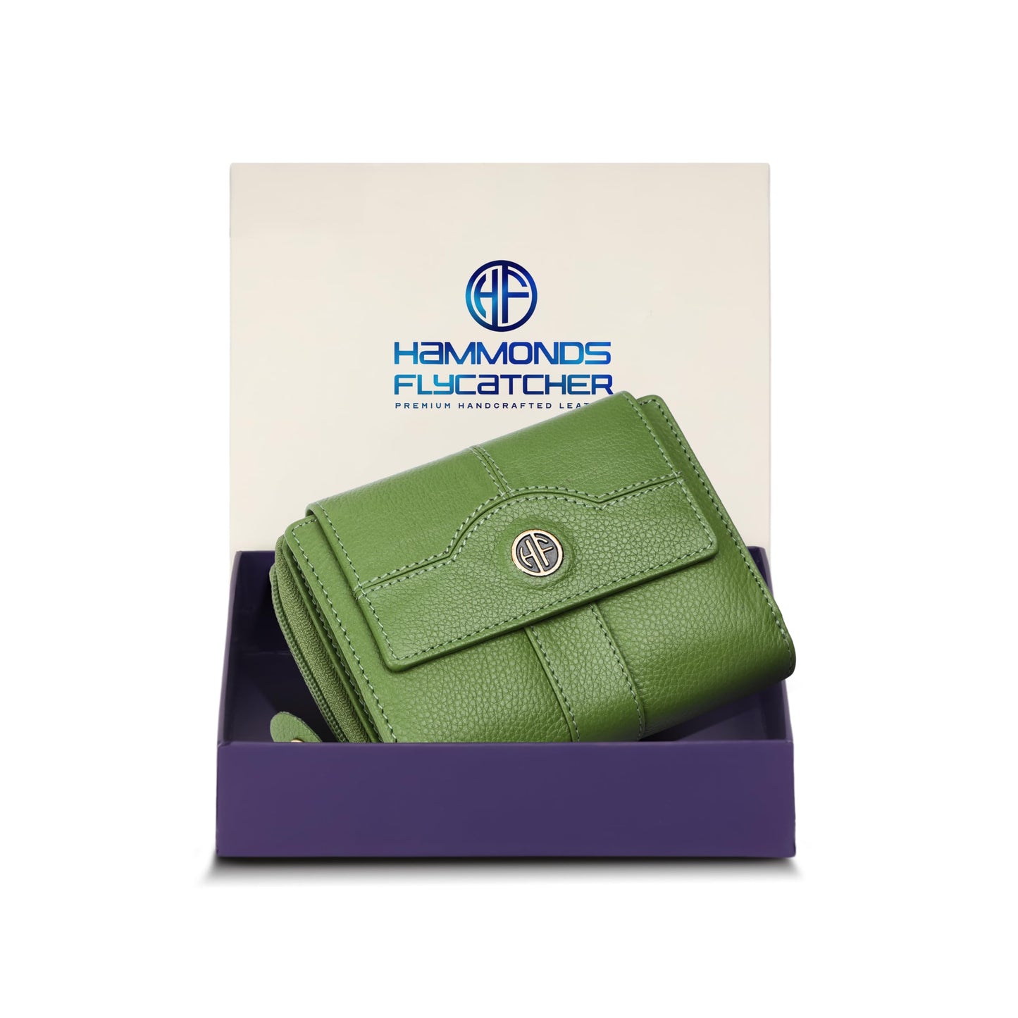 HAMMONDS FLYCATCHER Leather Ladies Wallet for Woman with 14 Card Slots - Clutch Purse for Women, Ladies Wallet for Women Stylish, Ladies Purse for Women Wallet, Purse for Woman, Emerald Green, M