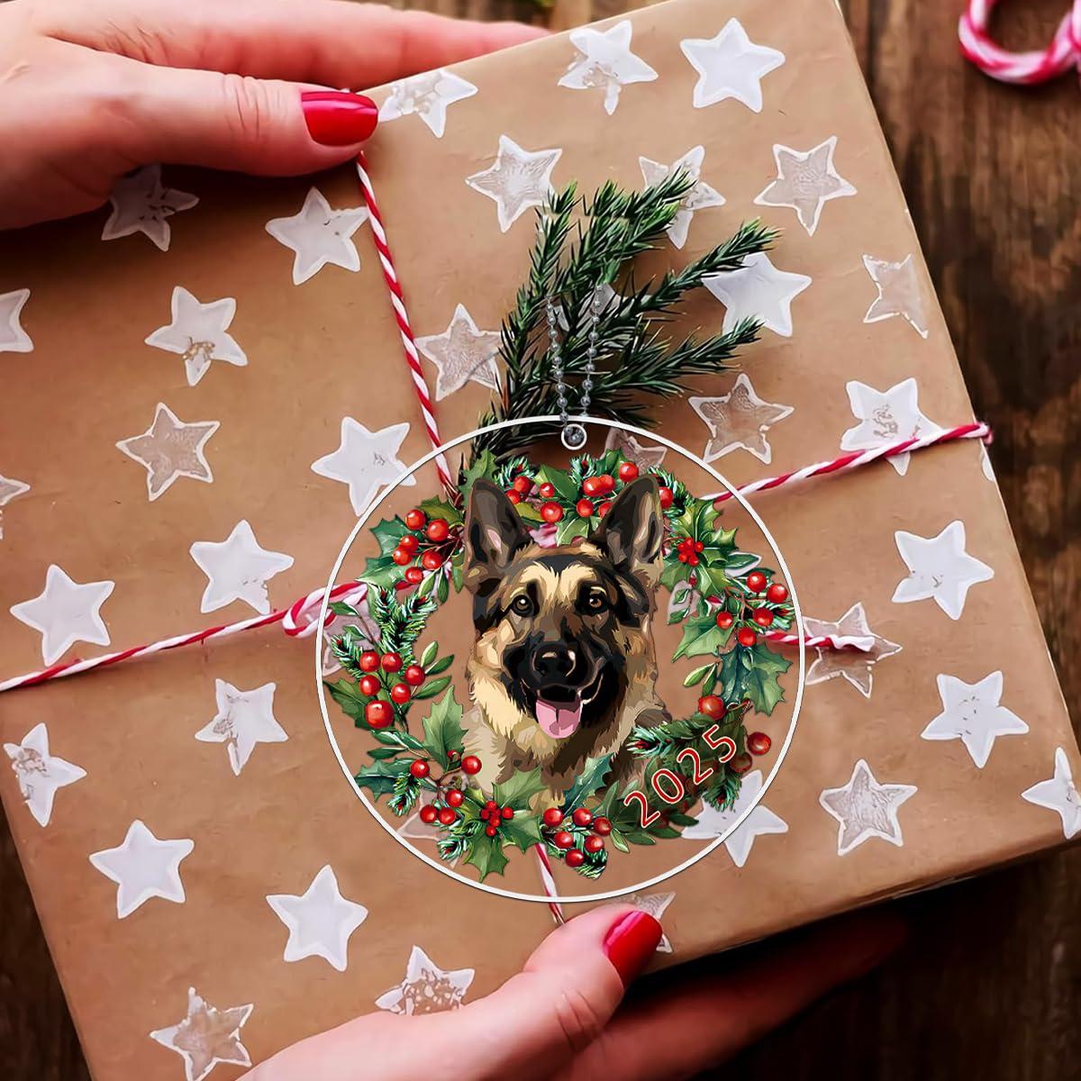 German Shepherd Ornament, Dog Christmas Ornaments 2025, Dog Ornaments for Christmas Tree - German Shepherd Gifts for Women, Men, German Gifts