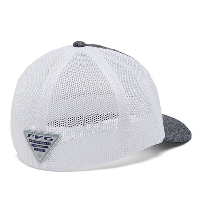 Columbia Unisex PFG Mesh Fish Flag Ball Cap, Breathable, Adjustable, Grill Heather/White/Us Fish Flag, Large-X-Large