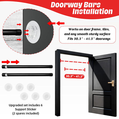 Doorway Punching Bag Double End Bag for Boxing, No Wall Installation Boxing Reflex Training Set with Bungee Cords, Double End Punching Ball Speed Bags Striking Equipment for Home & Gym
