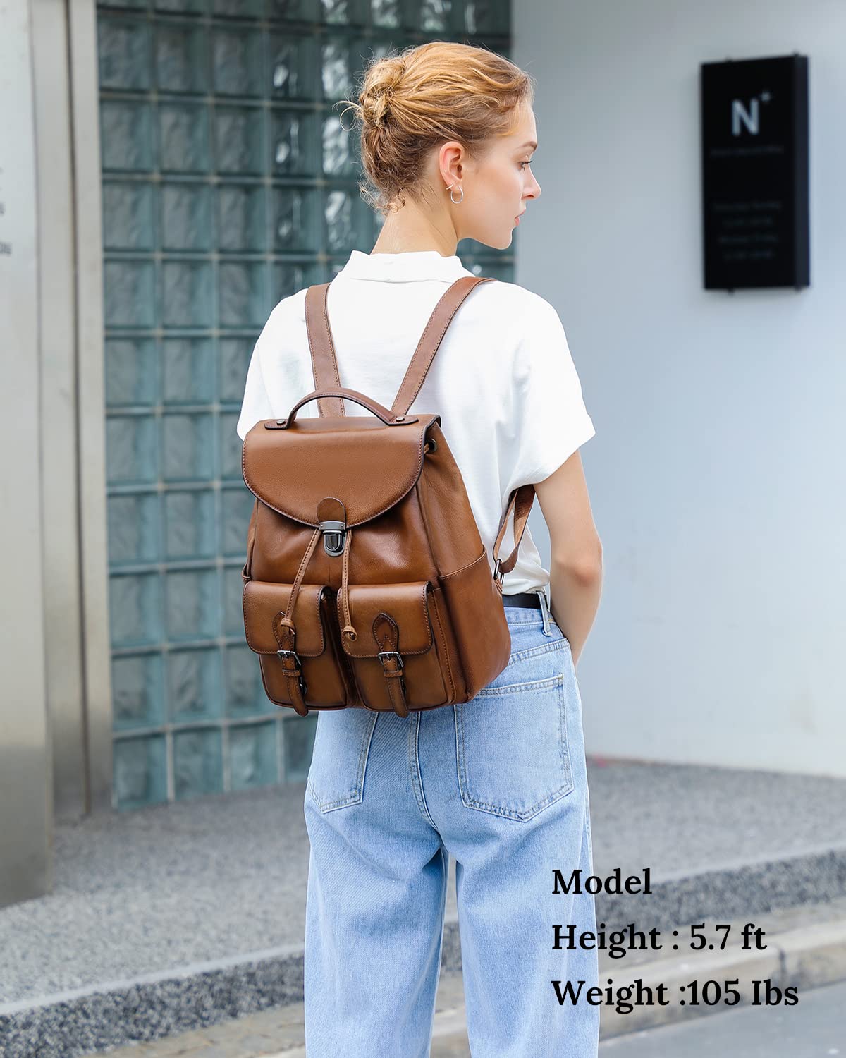 COOLCY Women Vintage Genuine Leather Backpack Purse Fashion Rucksack Practical and Stylish Retro Daypack Bag (Brown)