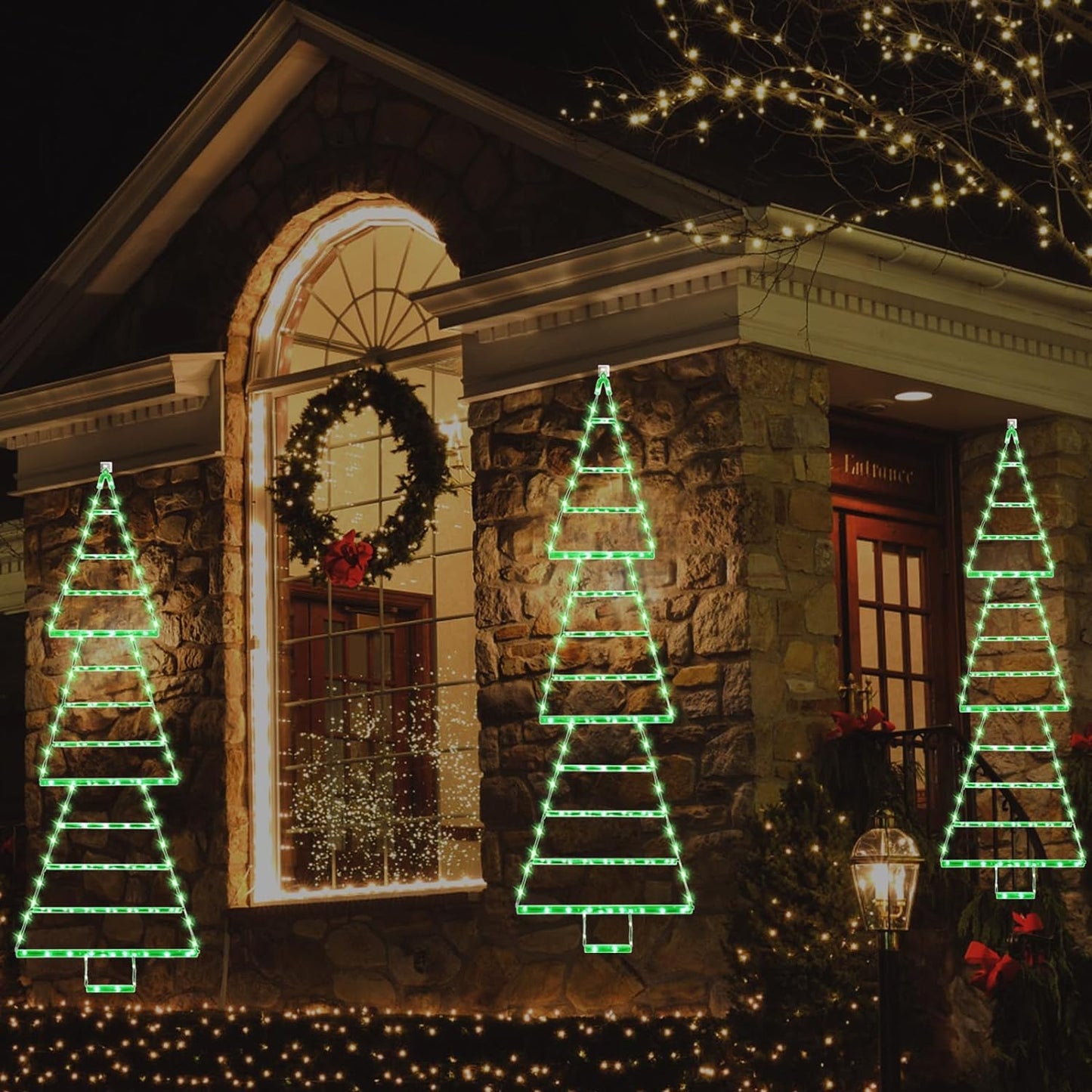 (2023 New) Christmas Decorations LED Christmas Light 4.3ft Christmas Ladder Tree Lights,165 LED Outdoor Christmas Lights Decorations for Home,Wall,Window,Xmas Tree Decor (Green),(‎YLS1000WD01)