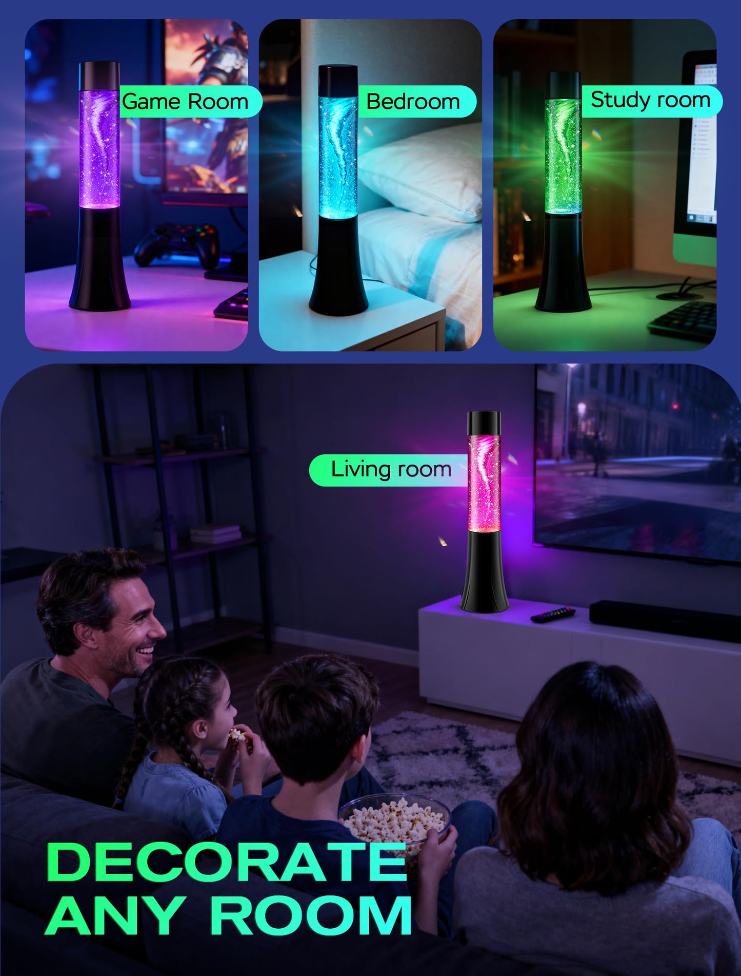 Glitter Tornado lamp for Kids,Beautiful Birthday Christmas Valentines Gifts for Him Kids Teen Boys,Fun Office Home Bedroom Room Decor Night Light,Novelty Liquid Motion Lamps Teenagers Adults Men