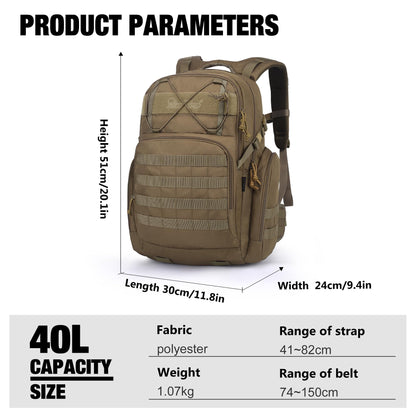 Mardingtop Military Tactical Backpack for Men 40L Molle Rucksack Assault Pack EDC Daypack for Hiking,Travel,Camping, Hunting