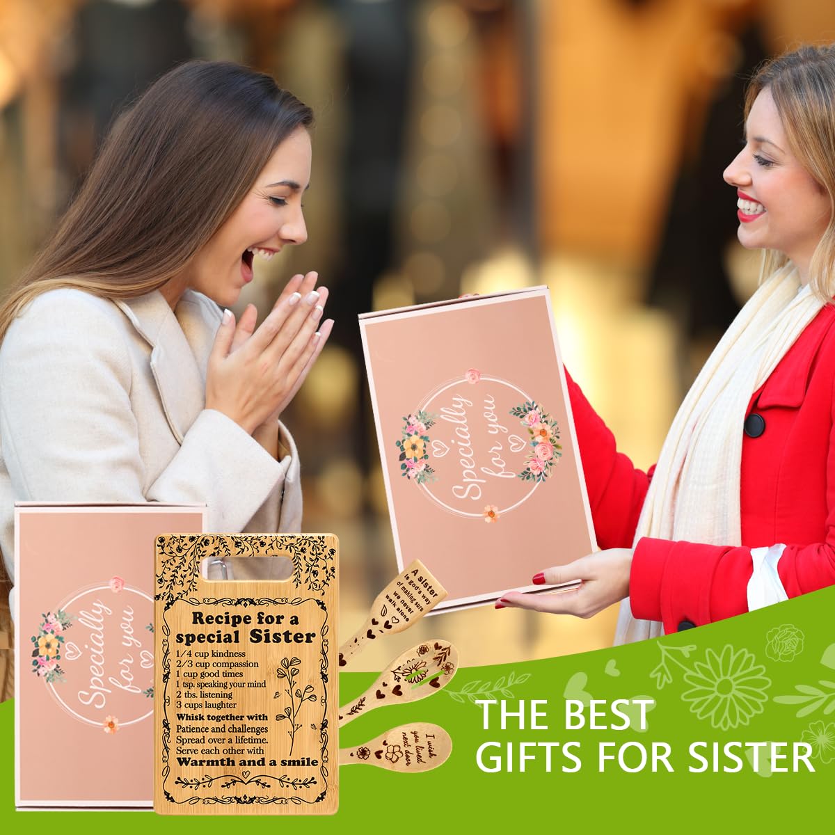 TuSuQing Sister Birthday Gifts Sister Gifts from Sister Christmas Gifts for Sister Best Friendship Gifts for Bestie BFF Best Friend Soul Sister To My Sister Kitchen Present Cutting Board Set (C-15-B)