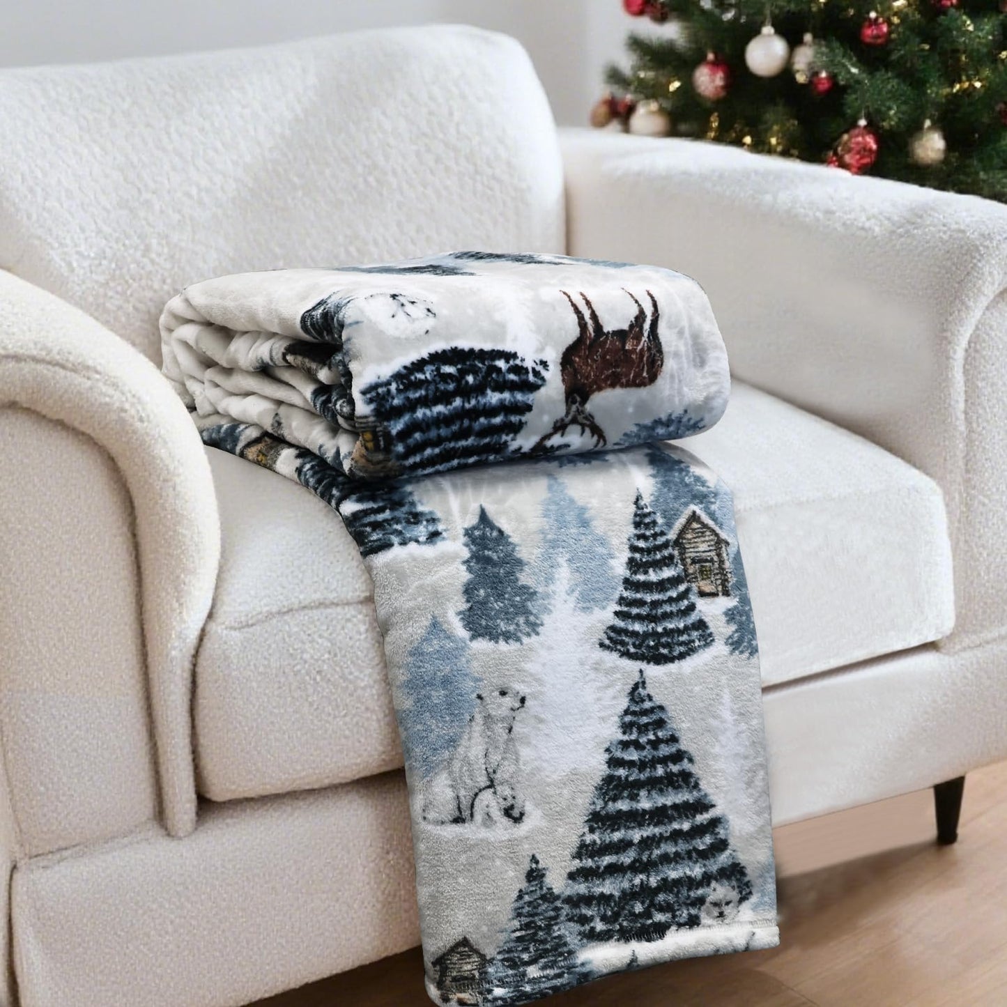 VigorSpring Christmas Throw Blanket - 60x80 inches, Holiday Christmas Tree Reindeer Snowflakes Fleece Blanket Winter Soft Blanket for Couch Sofa Bed Lounging, Ideal Gifts for Kids Adults Wife Self