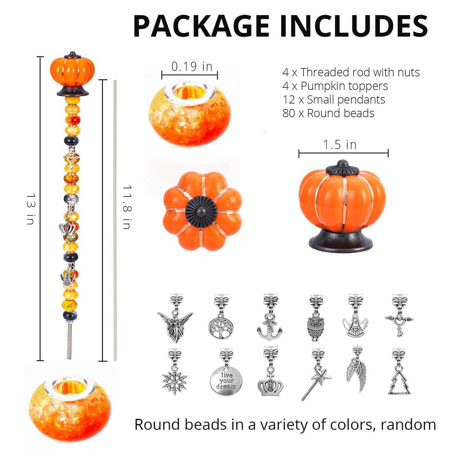Prefdo DIY Fairy Wand Garden Stake - Autumn Pumpkin 4-Pack