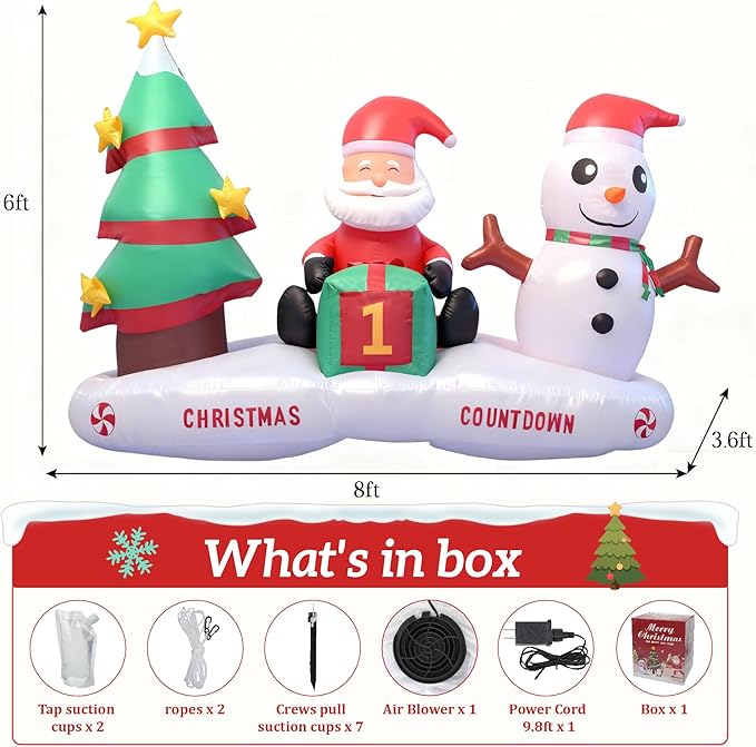 Inflatable Decoration for Inflatable Decoration in Outdoor Courtyards, Indoor Gardens, and Lawns (Christmas Countdown)