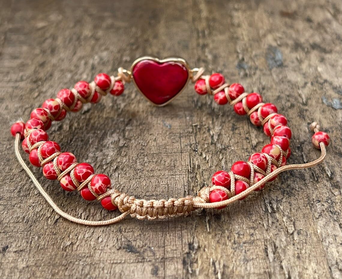Boutique SS Seven-Chakra Healing Natural Red Heart Gemstone Bracelet - Meditation Energy Spiritual Protection - Mental Health Balance 1-Strands Leather Wrap 1 Piece of Handmade with Premium Gift Box