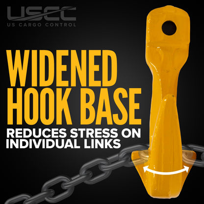 US Cargo Control 3/8 Inch Clevis Grab Hooks (4-Pack), G80 Chain Hooks, 7,100 LBS Working Load Limit, Chain Clevis Hooks for Lifting, Hauling, Towing, Trailers, & Chain Binders