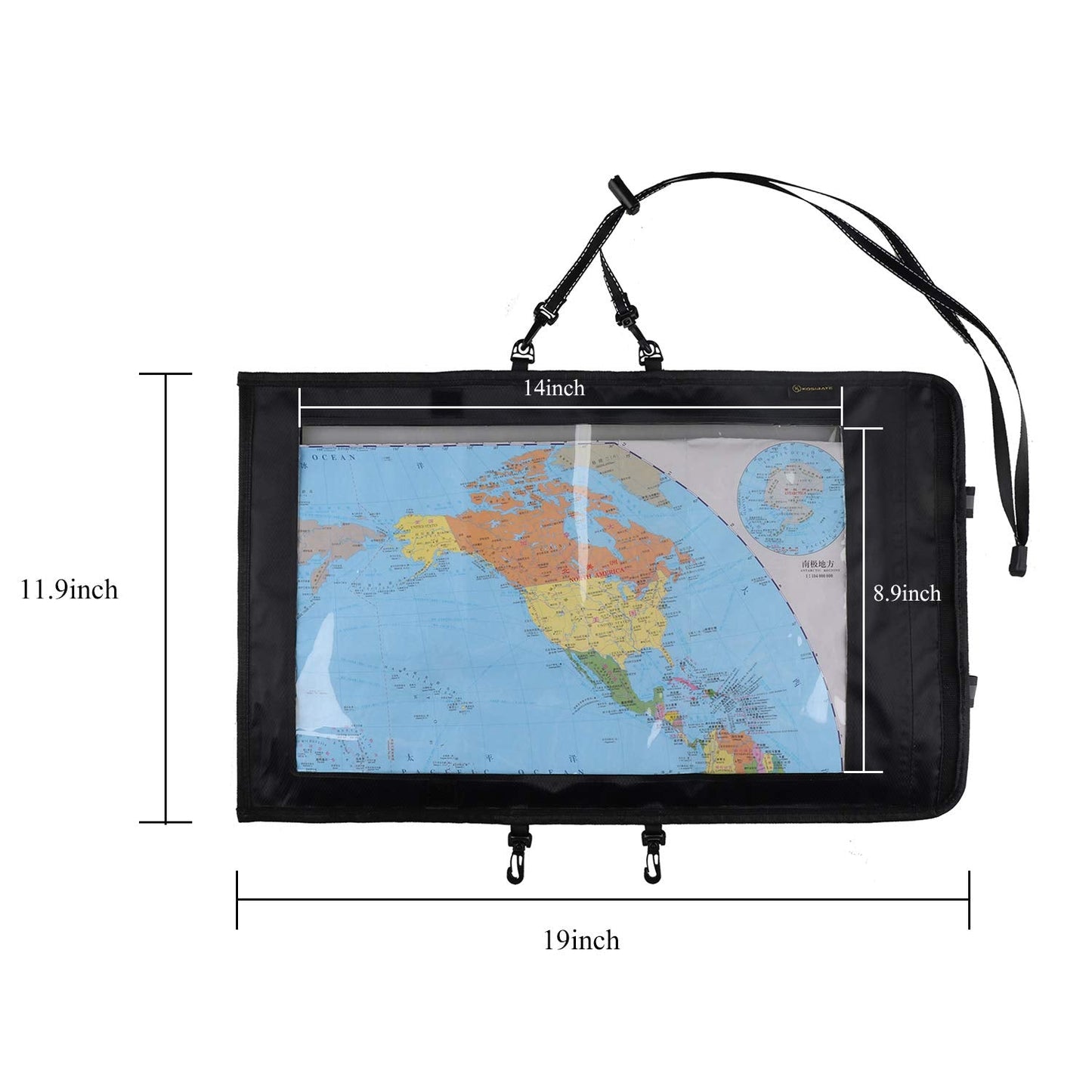 KOSIBATE Map Case, Waterproof Military Hiking Map Pouch Holder with Clear Window & Lanyard