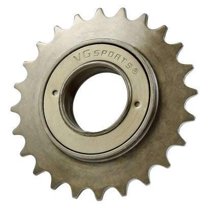 VG SPORTS Single Speed Bike Freewheel, 24T Compatible with 1/2' x 1/8' Bicycle One-Speed Freewheel Threaded Type Freehub Replacement Parts (Brown)