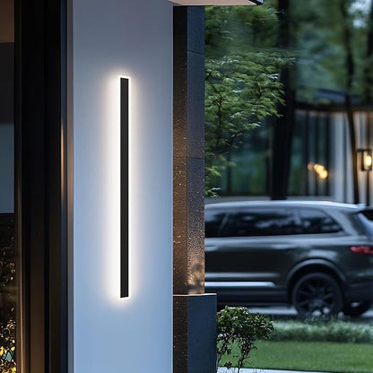Tipace Modern LED Outdoor Sconce 59IN 30W Black Exterior Wall Light Fixture Long Outdoor Wall-Mounted Lamp Fixture with Frosted Acrylic for Patio,Porch,Courtyard (3000K)