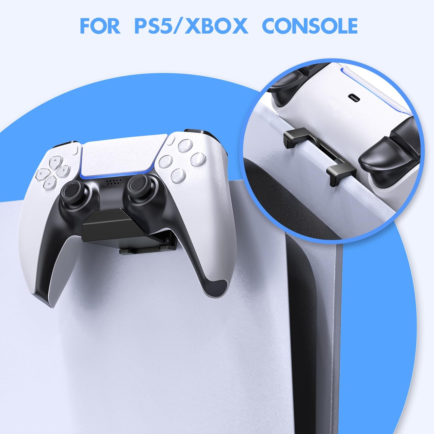 Controller Wall Mount Holder for PS5 Pro/Slim Controller, for Switch Controller,Strong Adhesive/Screw Controller Holder Headphone stand,Headset Hanger Hook for Universal Controller and Headset-6 Pack