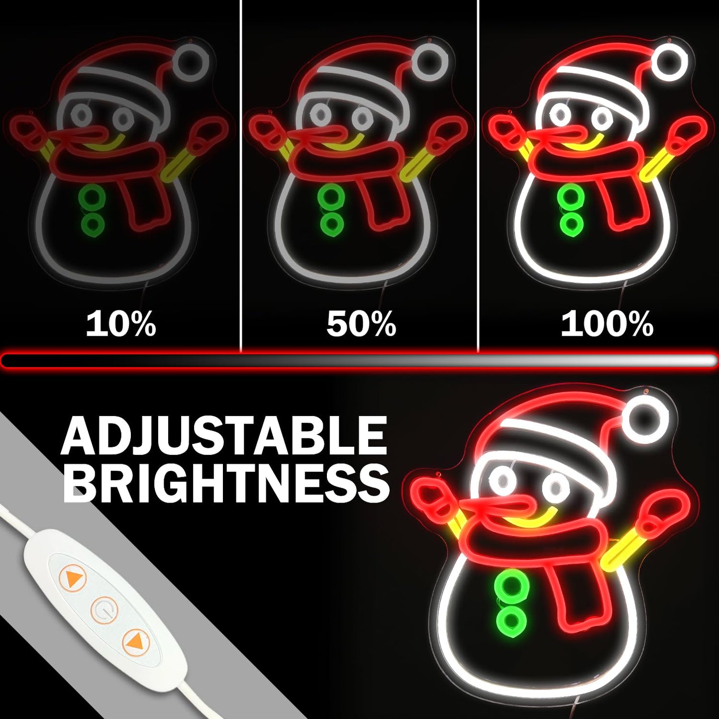 Cheunyar Christmas Snowman Neon Sign Dimmable Christmas Neon Signs for Wall Decor Led Neon Signs Light Up Sign for Bedroom Cafe Bar living Room Neon Light Signs for Christmas Party Gift