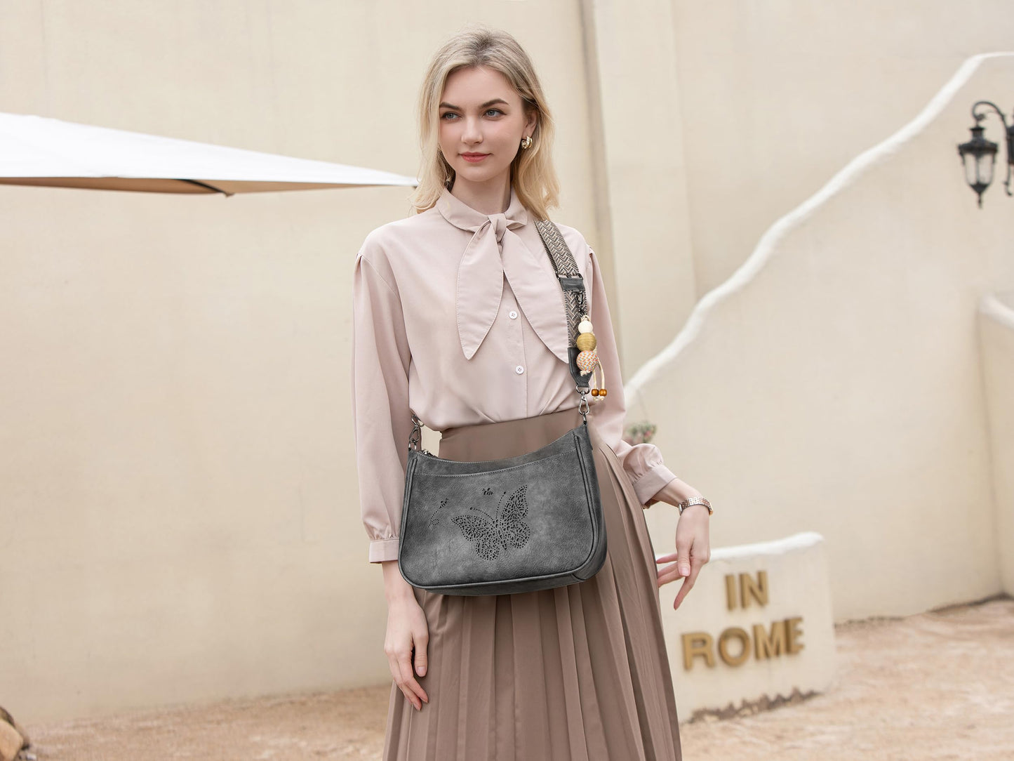 TAOSITUUE Leather Crossbody Purse for Women Shoulder Handbag medium size purses for women with Adjustable Strap Carved Pattern
