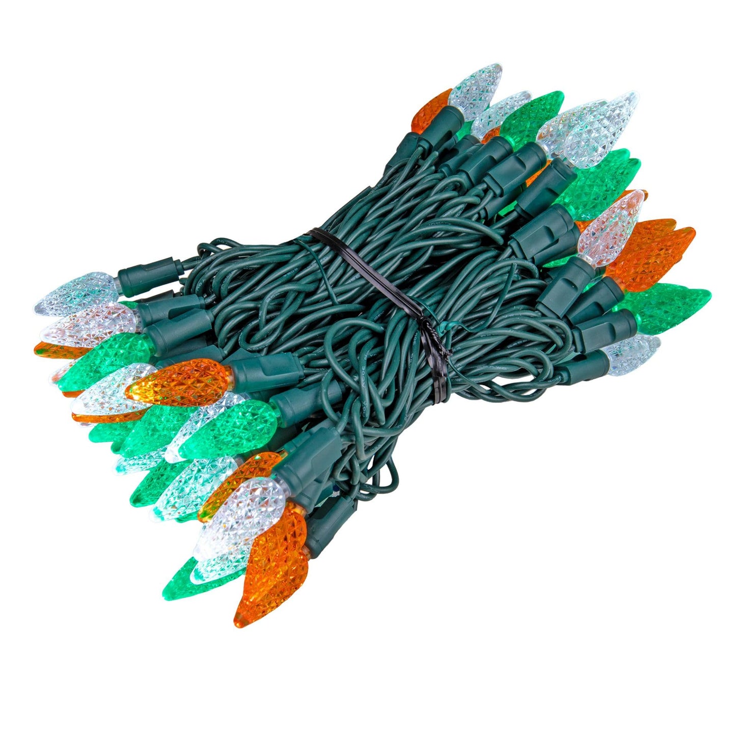 ‎‎‎Novelty Lights 24FT 70 LED C6 LED St. Patrick's Day String Lights, Outdoor Christmas Tree Commercial Grade LED String Lights, Christmas Lights Outdoor Tree Decorations Outdoor (Green/White/Orange)