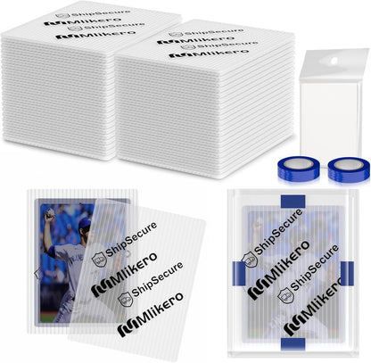 Trading Card Shipping Protectors - 120 Pack Plastic Sleeves with Tape Rolls | 3.5'' x 4.5'' Size for Safe Mailing