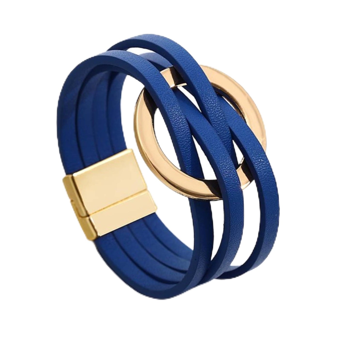 Long tiantian Leather Cuff Wrap Bracelet Blue Bracelets for Women Circle Charm Bangle Boho Multilayer Stackable Jewelry