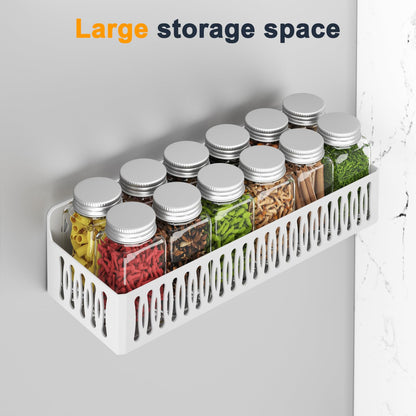 4 Pack Magnetic Spice Rack for Refrigerator, Spice Rack Organizer, Moveable Magnetic Shelf Fridge Organizer with 4 Hooks for Kitchen and Oven Organization, Black