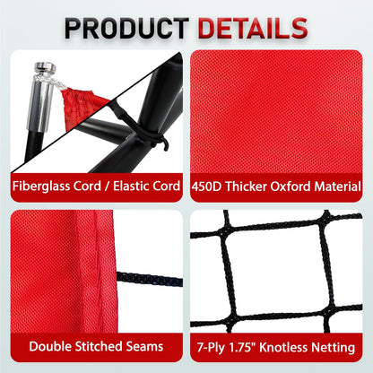 5x5 FT Baseball & Softball Practice Net with Red Strike Zone & Target | Youth Baseball & Softball Training Net for Hitting, Pitching, Batting |for Accurate Throwing Practice,Includes Carry Bag.