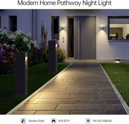 Modern Pathway Light Landscape Path Light 3000K Warm Led Bollard Lighting Fixture Outdoor Waterproof Walkway Light Aluminum Rainproof Path Lamp for Garden Lawn Courtyard Driveway 23.6in