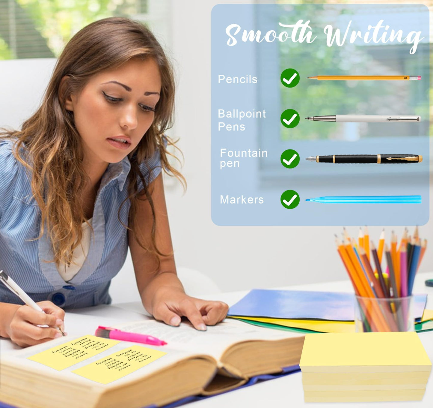 12 Pads Large Sticky Notes Yellow,3 x 5'' Self-Stick Notes Pads Recyclable,100 Sheets/Pad Super Sticking Power 76x127mm,1200 Sheets Clean Removal Sticky Notes Easy to Post for Note Taking,to Do Lists
