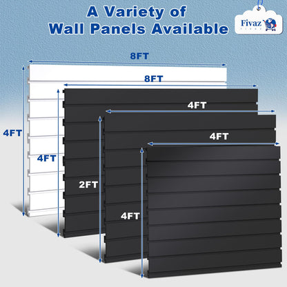 4'x8' PVC Slat Wall Paneling, High Load Capacity Slatwall Panel, Cuttable & Moisture-Proof & Flame Retardant, Heavy Duty Black Garage Slatwall Panes Storage Systems for Garage Workshop Storage