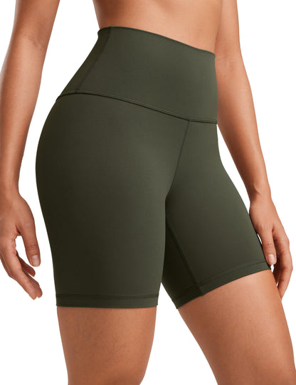 CRZ YOGA Butterluxe Biker Shorts 6" Olive Green Medium