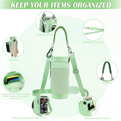 Magnetic Gym Bag for Men Women, Water Bottle Carrier Holder with Strap for Stanley, Small Bag Accessories pouch with N52 (Green)