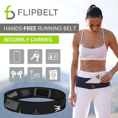FlipBelt Zipper Running Belt - Comfortable Waist Pack for Fitness & Running | Adjustable Size